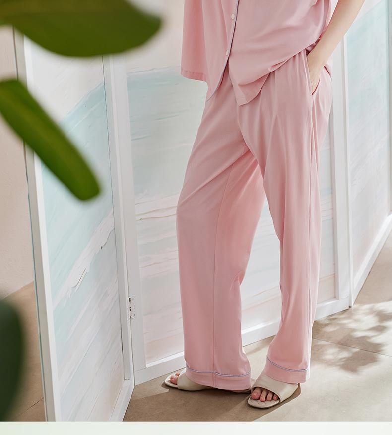 Xuanliang 2026 New Women's Summer Sleepwear, Thin Cotton Short Sleeved Pants, Casual Simple Plus Size Home Suit Set