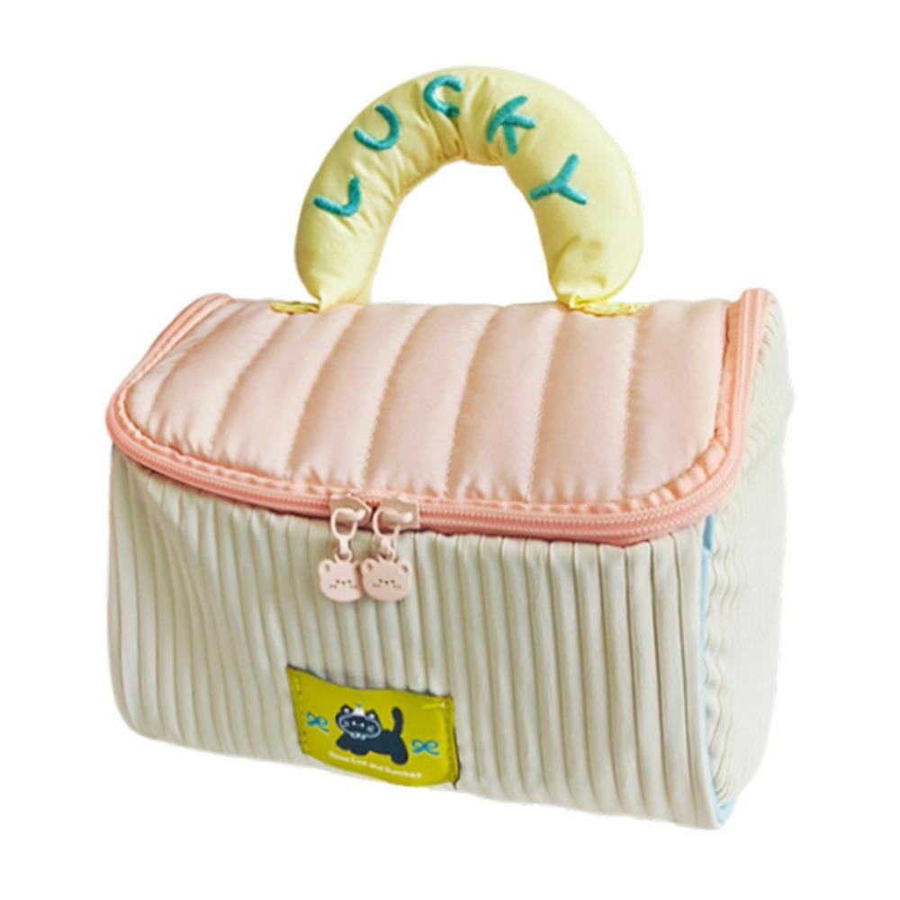 Große Kapazität Kosmetiktasche Tragbar Superleicht Kulturtasche Handgehalten Kontrastfarben Design Kosmetiktasche Reise