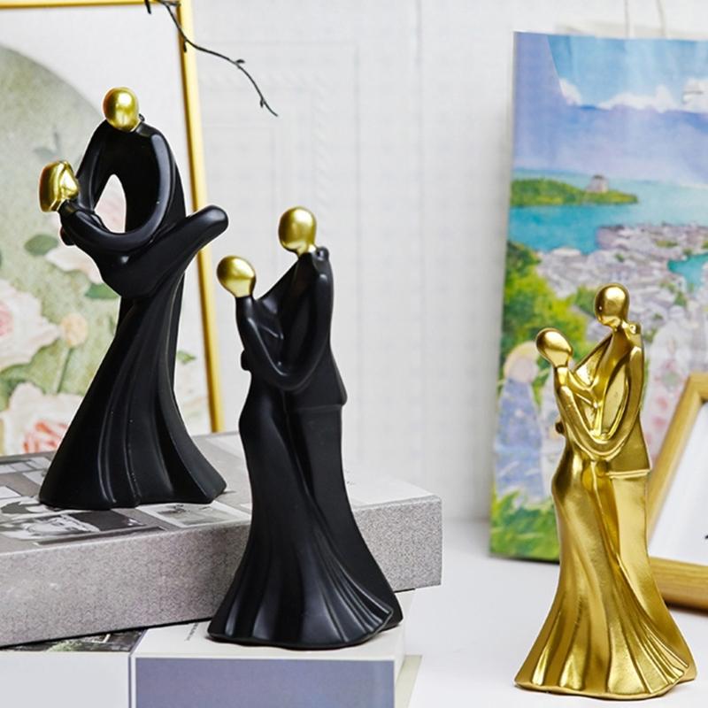 Home Decors Modern Abstract Art Kissings Lover Statue Table Decorations for Dining Room Living Room Office Centerpieces