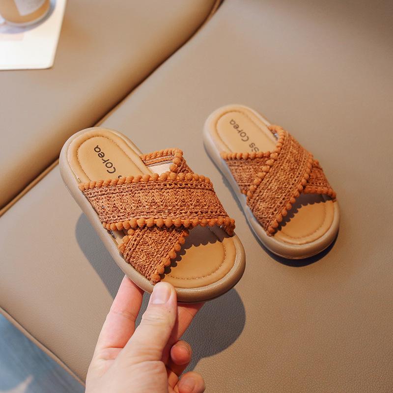 2026New Summer Girls' Slippers Bohemian Style Children's Baby Shoes Open-Toe Non-Slip Toddler Sandals