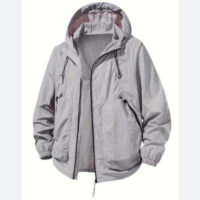 Men'S Lightweight Summer Outdoor Jacket with Large Zippered Pockets - Breathable, Quick-Drying,Spring And Summer Coat Hooded Design Zippered Jacket