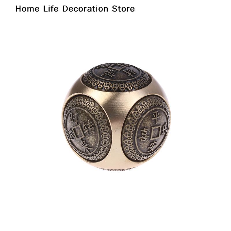 Six-faced Four Blessing Luck Money Fidget Spinner Brass Stress Cube Decompression Ball Fidget Toys Home Office Crafts
