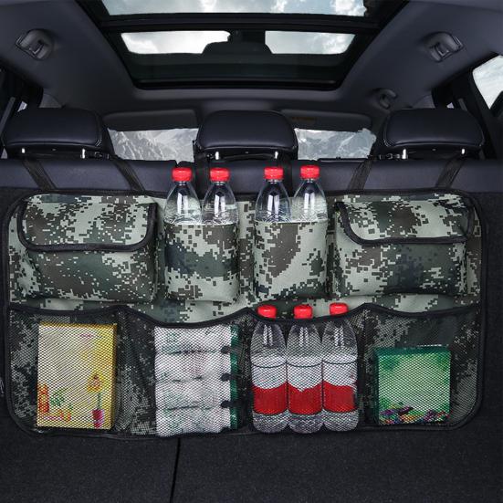 

Car Trunk Organizer Bag Large-Capacity Waterproof Multi-Compartment Multi-use Backseat Storage Net Bag for сірий