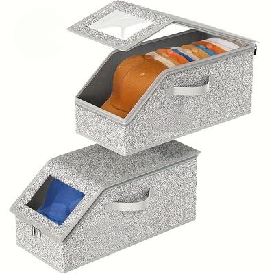 Caixa de Chapéu de Tecido Dobrável de Grande Capacidade Organizador de Armazenamento Portátil Resistente Adequado para Chapéus, Lenços, Cintos