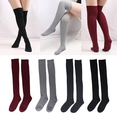 Women Thigh High Boot Socks Over the Knee Ribbed Knitted Solid Color Stockings Winter Warm Long Leg Warmer Hosiery