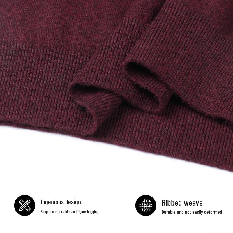SNOWFLYING Men's V-Neck 100% Wool Pullover Sweater