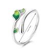 Adjustable Leaf Opening Ring Oil Drop Women's Ring Fashion Enamel Leaf Ring  Women