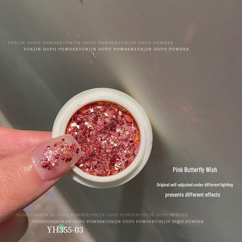 

Meilaide Iridescent Ultra-thin Nail Art Glitter Sequins and Opal Powder Set