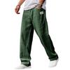 Men's Casual Loose Fit Linen Trousers Lightweight Breathable Straight Leg Pants Elastic Waist Drawstring Design