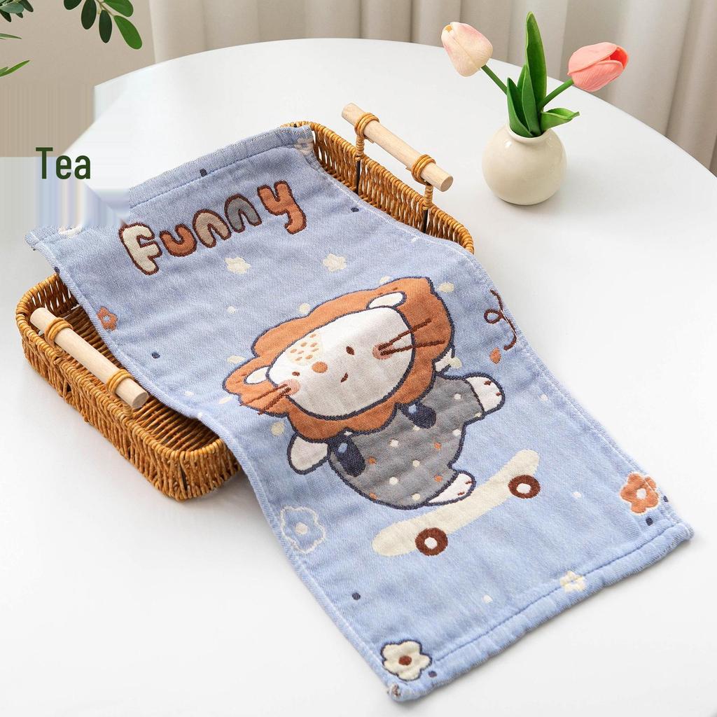 Children's Cartoon Pure Cotton Gauze Bath Towel, Thickened & Soft, Skin-Friendly, Four Layers, 25x50cm