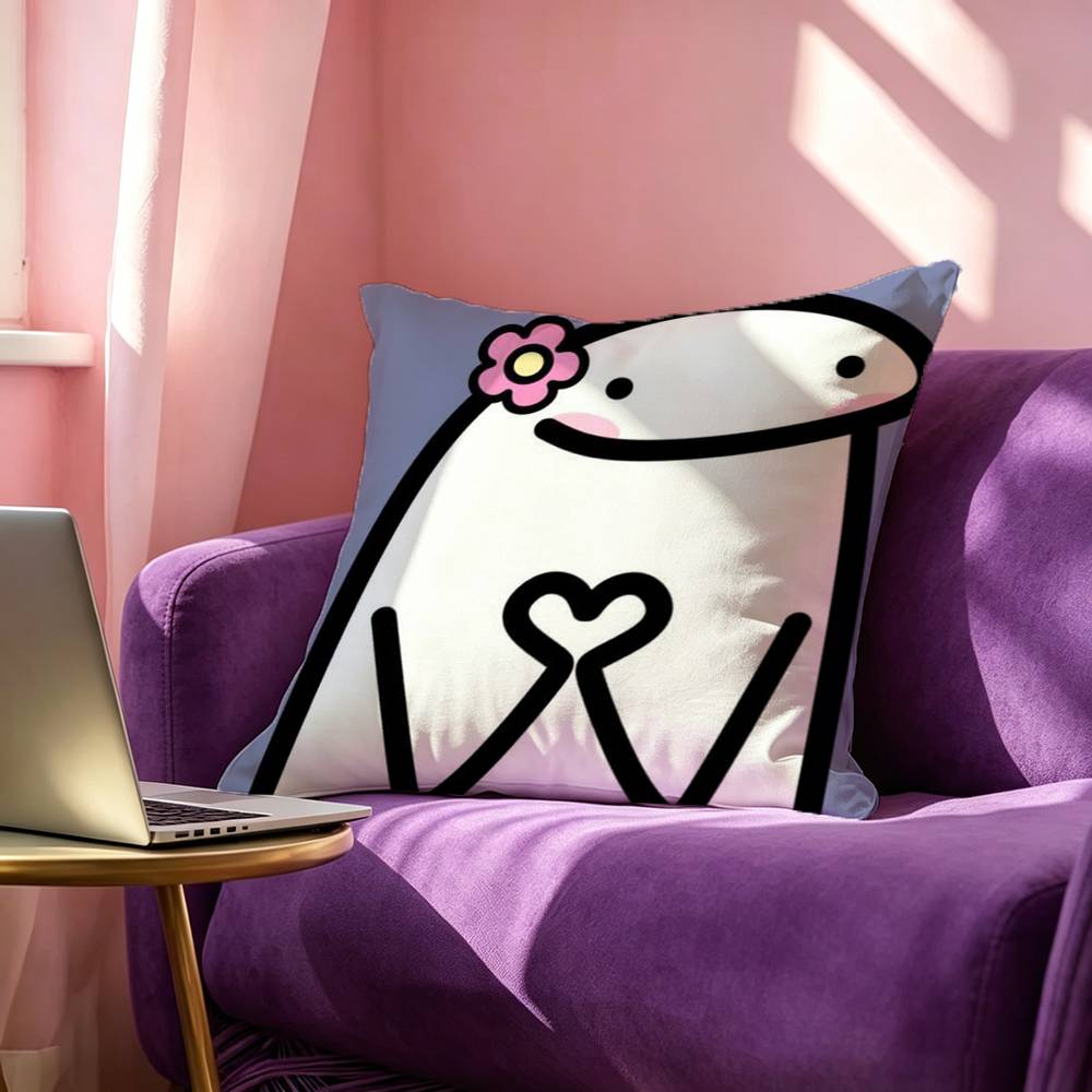 Cute Celular Flork Funny Pillow Case Square DoubleSided Sofa Cushion Cover Bedroom Bedside Pillow