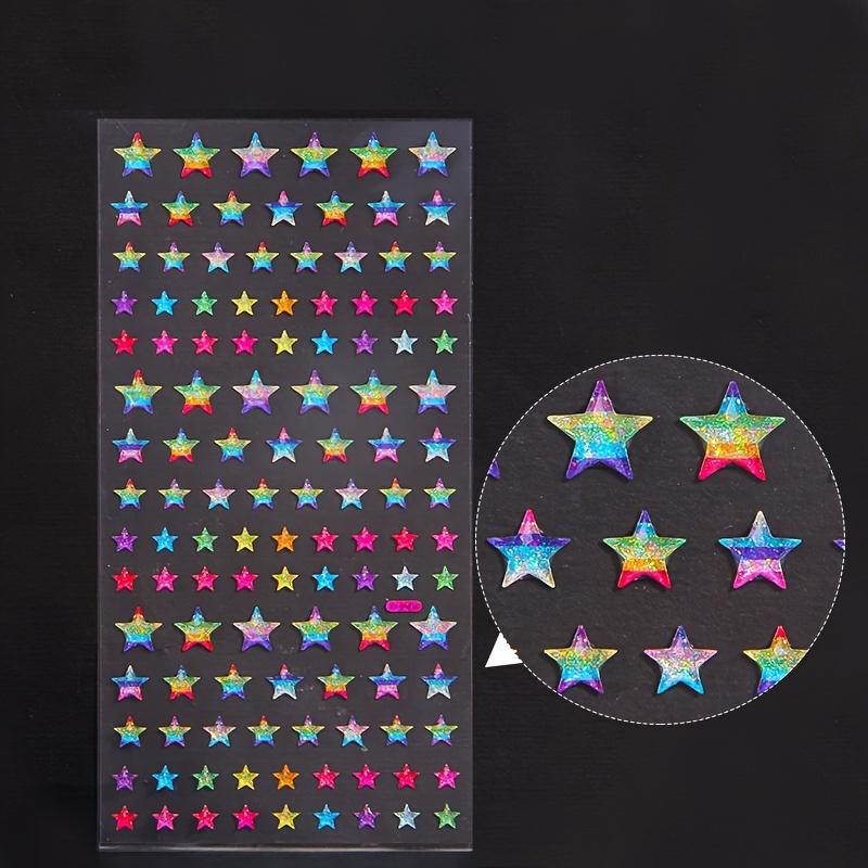 Colorful Glitter Heart Stars Crystal Drop 3D Stickers Scrapbooking DIY Journal Stationery Sticker Sheet Decor Gift