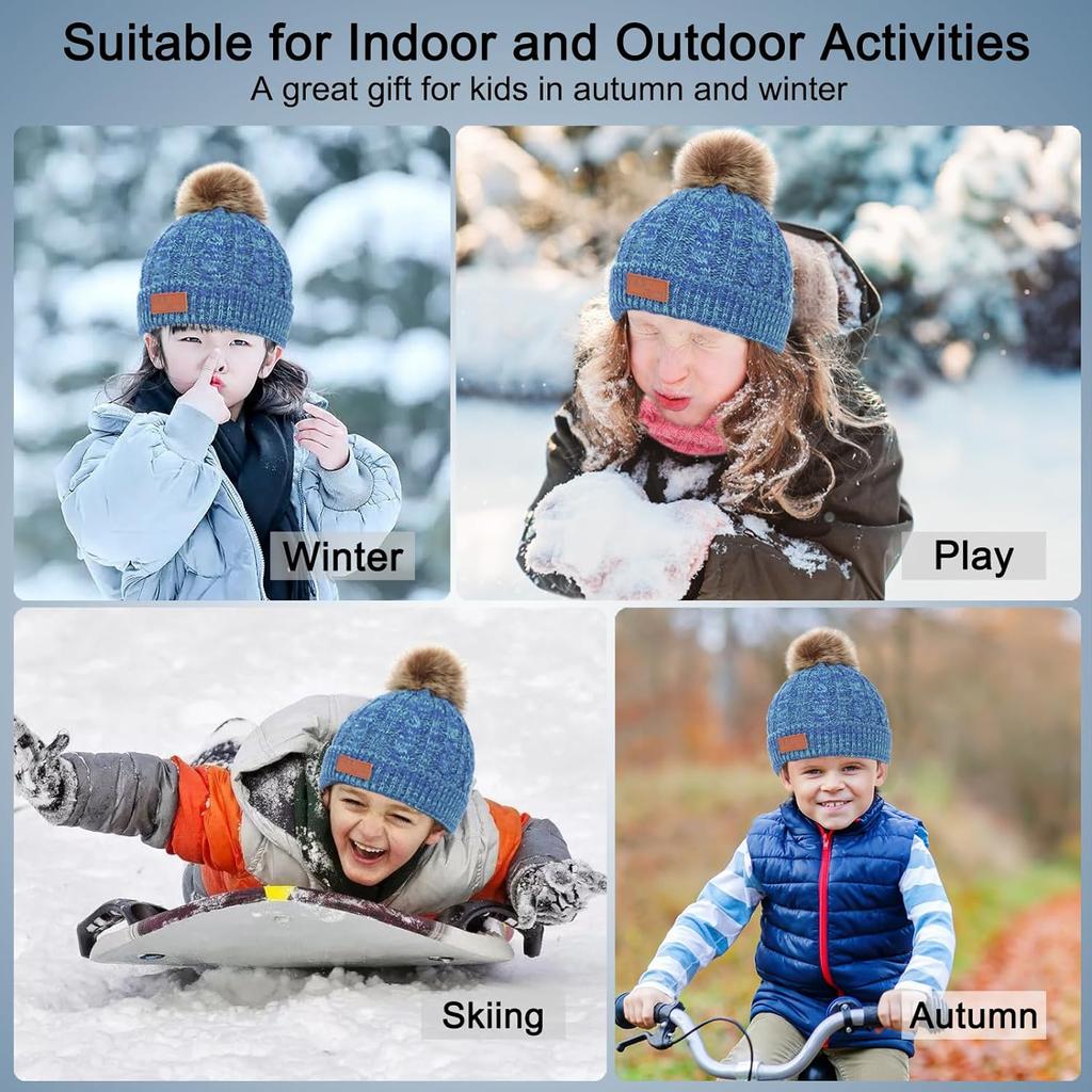 3PCS/set Kids Hat Scarf Gloves Set Baby Winter Warm Girls Boys Pompom Beanie Cap