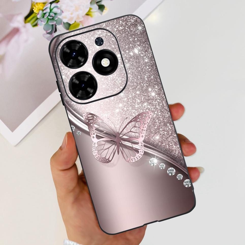 For Cover Tecno Spark Go 2024 Bumper Case Butterfly Cute Cat  Flower Phone Cover Soft Clear Silicone TPU cAPAS Spark GO 2024 Bag