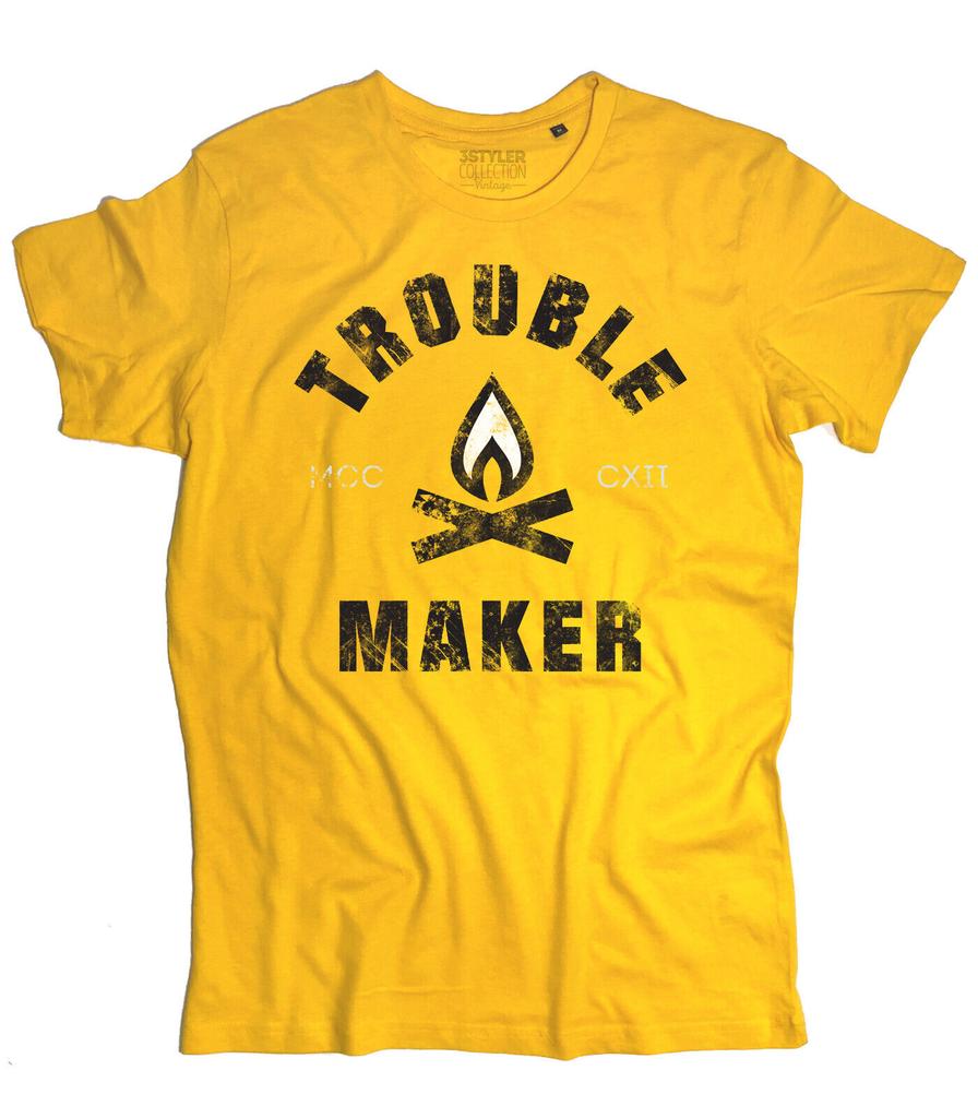 Unisex shirt Cotton Oversize Large Size Mens Trouble Maker Troublemaker Piantagrane Funny Phrases Fun