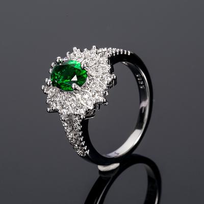 Anillo de Fiesta para Mujer Diseño Creativo con Forma de Flor Anillo para Dedo con Zirconia Cúbica Verde Ocasión Formal Joyería para Mujer