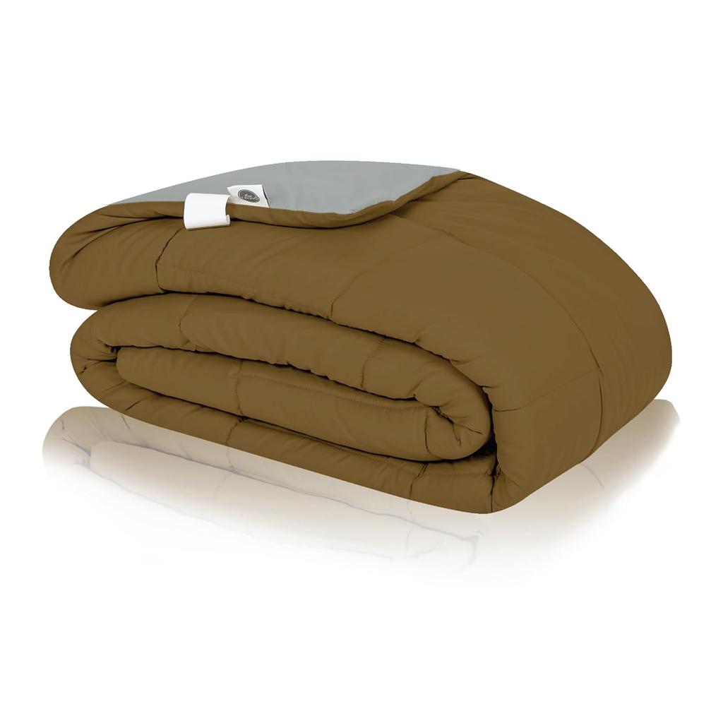 Plush Reversible Microfiber Comforter Single Bed| 220 GSM Single Bed, Quilt, Duvet, 110 GSM ASH Grey +Tapenade