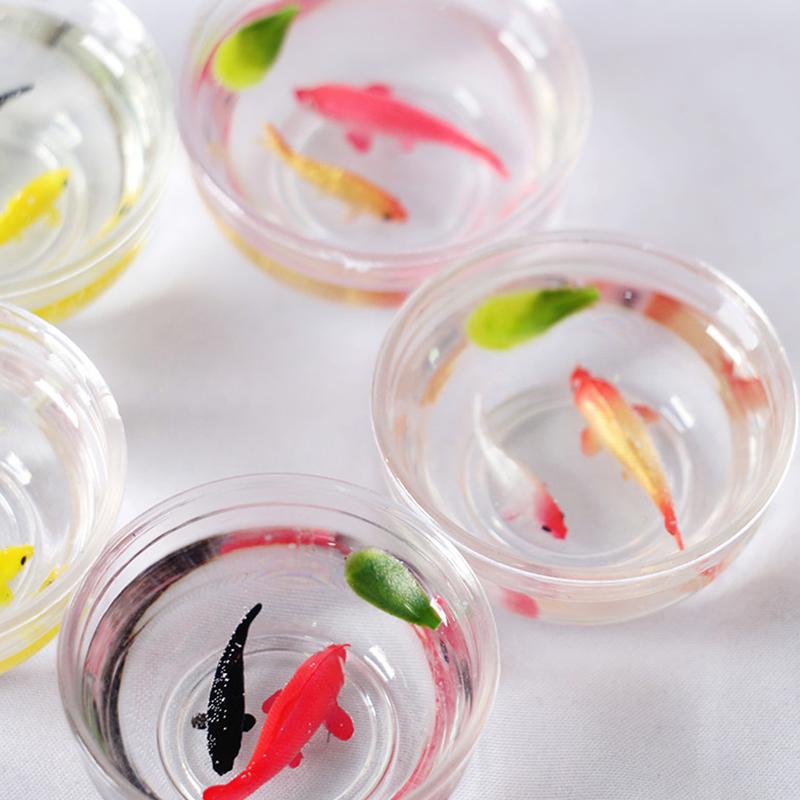 Mini Fish Tank DIY Resin Transparent Goldfish Tanks Handmade Miniature Decor