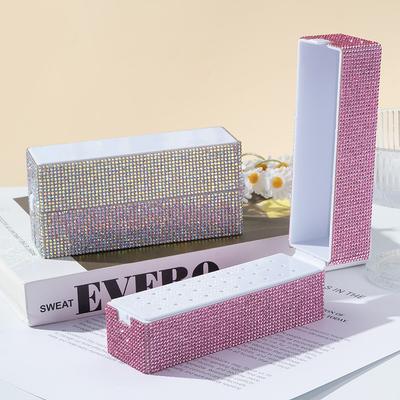 New High-value Full Diamond Grinding Head Storage Box 30-hole Manicure Drill Bit Bracket Rhinestone Box