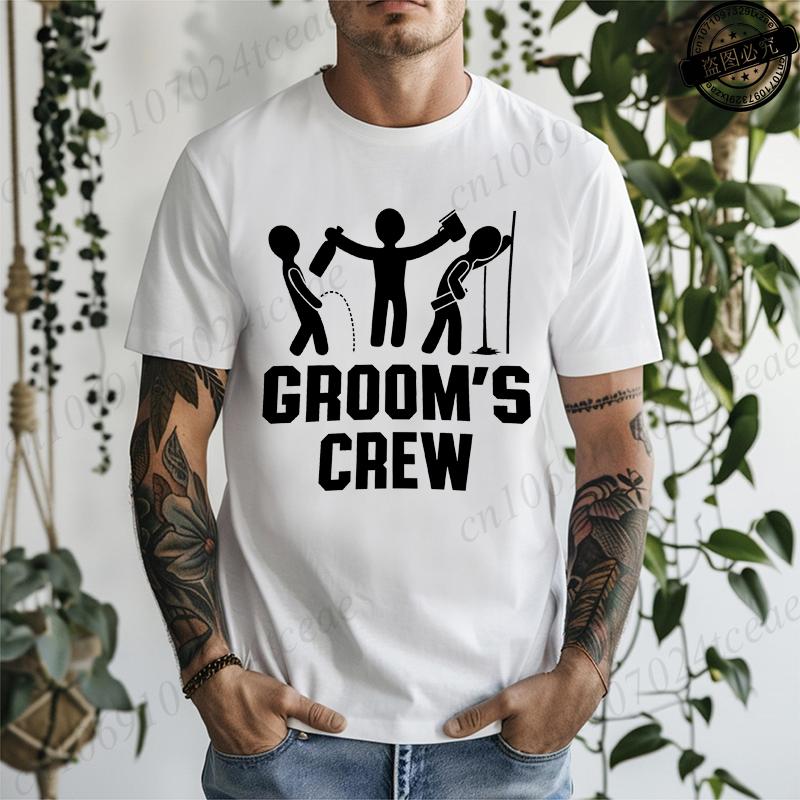 T-shirt for Unisex Funny Bachelor Party Groom's Crew Wedding Party Unisex's Gag Print T-Shirts Short Sleeve T-shirt Unisex's Tee Clothing
