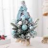 Snowy Mini Christmas Tree Small Tabletop Artificial Flocked Tree with Balls Bow And Cloth Bag Base for Home Office Desk Decor