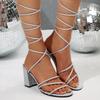 Fashion Fashion Women's High Heel Sandals Square Heel Cross-band Straps Round Toe Women Shoes Dress Summer Roman Sexy Sandalias De Mujer