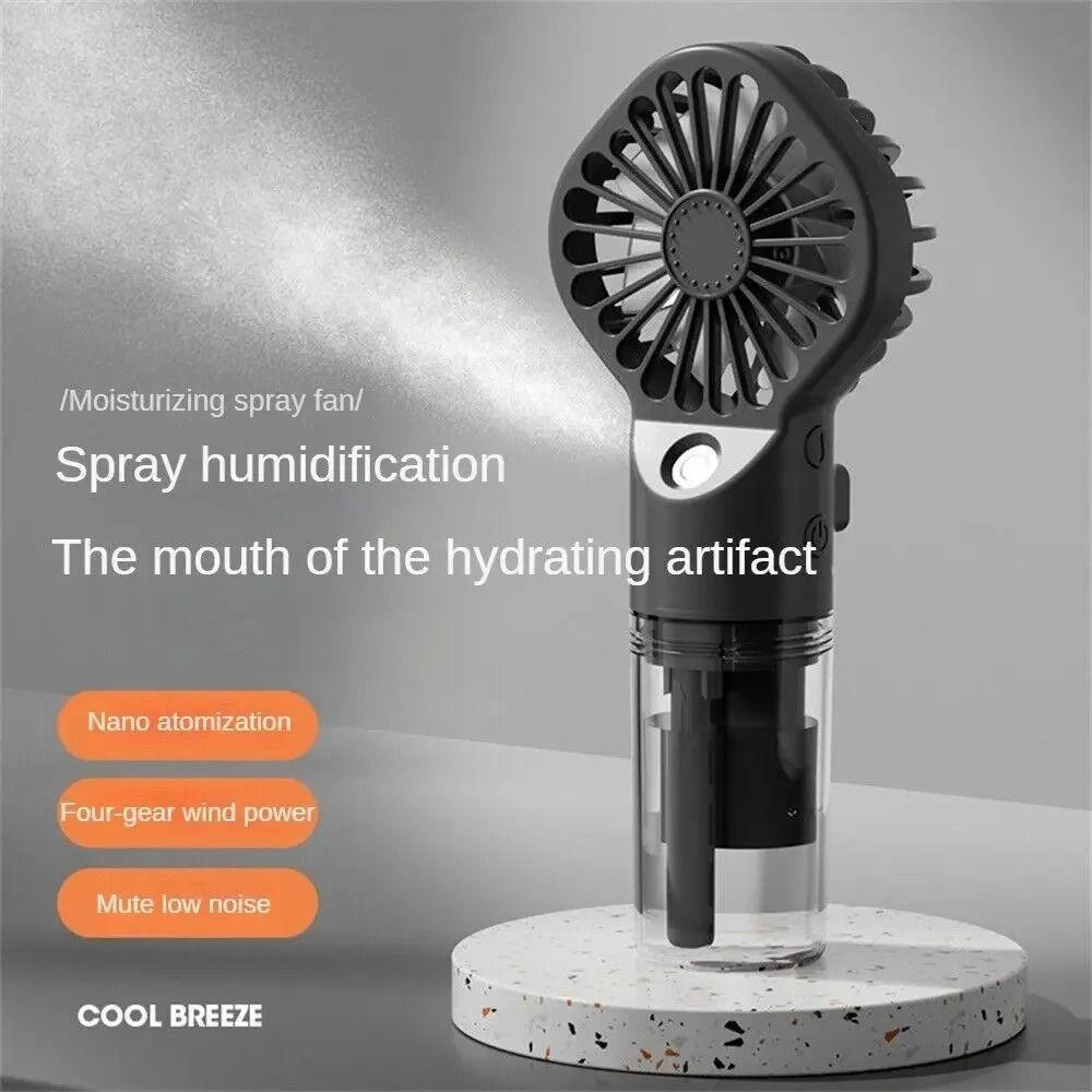 USB Rechargeable Handheld Spray Fan 2 In 1 Design Cooling Water Fan Travel Camping