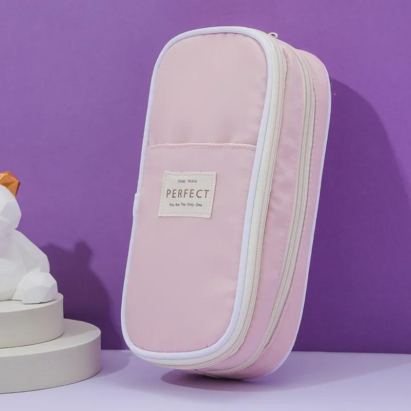 

Двухслойный пенал из композитной ткани Macaron с большой вместимостью - в японском и корейском стиле, многофункциональный для студентов