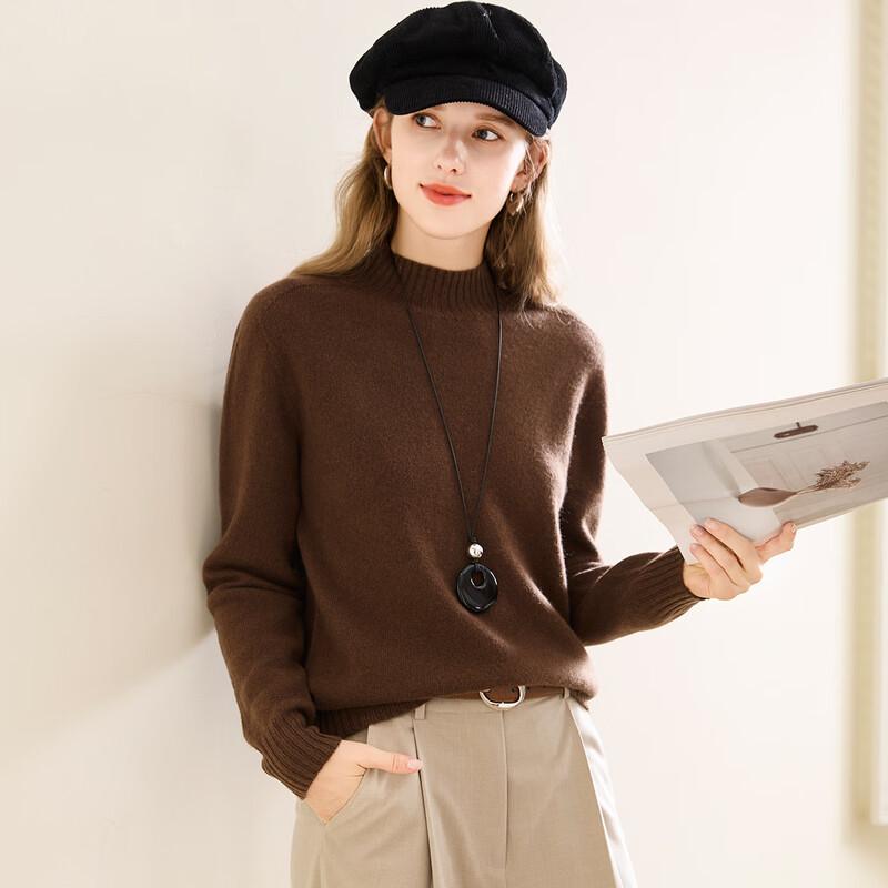 

TUHUANG Женский свитер из смесовой кашемировой шерсти с полувысоким воротом L