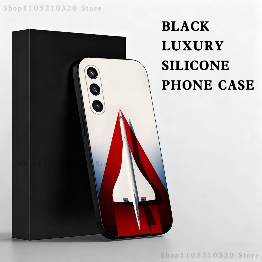 Concorde Air France Phone Case For Samsung S25,S24,S23,S22,S21,S20,S10,Ultra,Plus,Lite,FE,Soft Silicone Black Cover