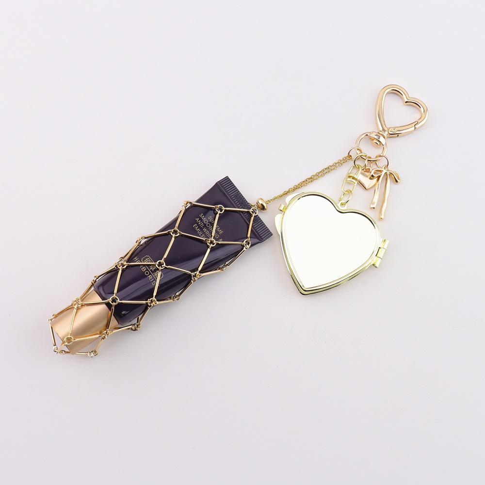 Original Metal Mesh Crossbody Bag Charm & Lipstick Keychain Pendant