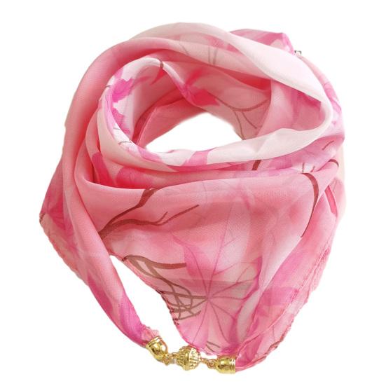 

Women Scarf Plant Flower Pattern Magnetic Metal Buckle Smooth Texture Scarf Sun Wind Protection Headscarf Beach Travel Accessories