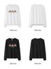 Weißes Langarm-Damen-T-Shirt im koreanischen Stil: Schmeichelnde reine Baumwolle mit Kordelzug und Hunde-Design