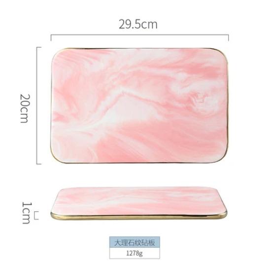New Marble Cutting Board Dinner Plates Ceramic Tray Golden Border Plate Dinner Set Plates and Dishes Kitchen Utensils Porcelain