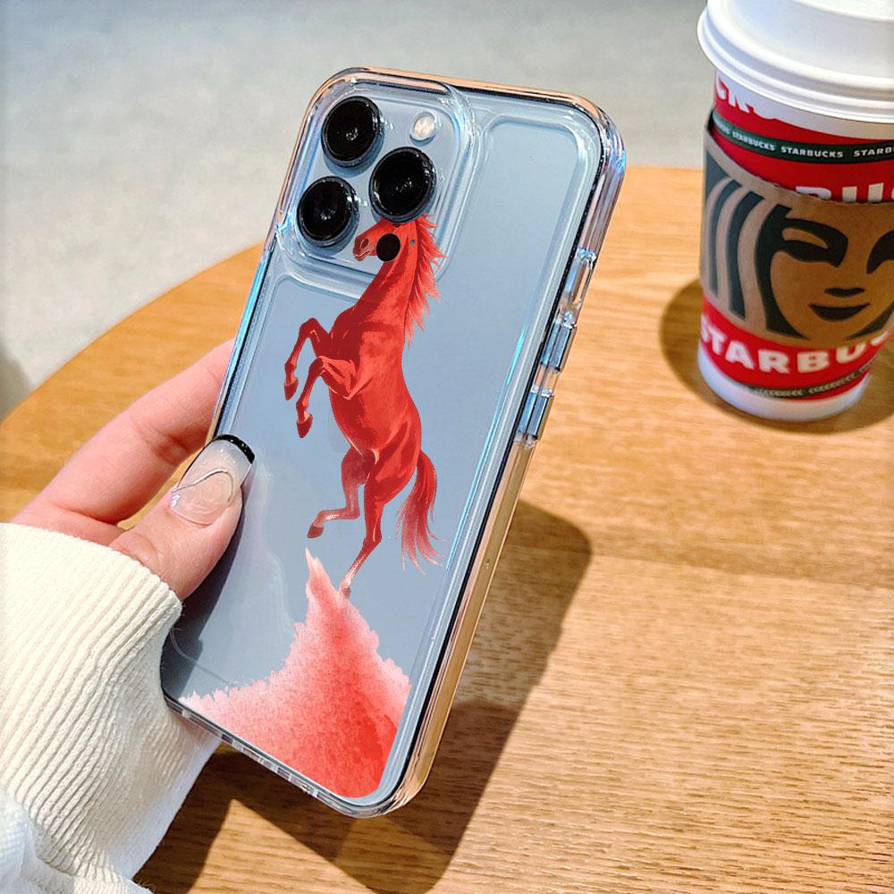 Red Horse Rearing on Rock Phone Case for Xiaomi Redmi Note 15 14 13 12 11 10 9 8 7 Pro Plus Soft Shockproof Protective Cover