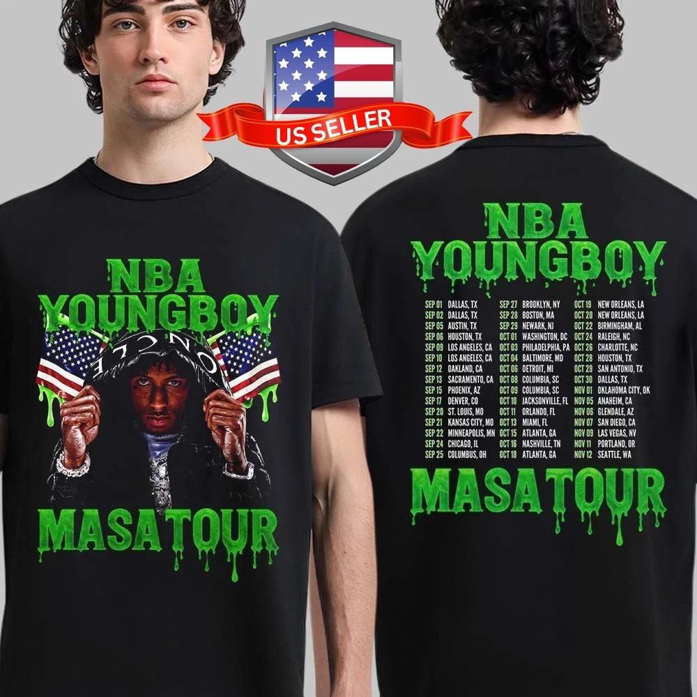 

РАСПРОДАЖА Мерч YoungBoy Masa Tour 2025 Двусторонняя футболка 4XL