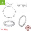 Shining Love Zircon Stud Earrings, Jewelry Set, Exquisite And High-End S925 Sterling Silver Bracelet.
