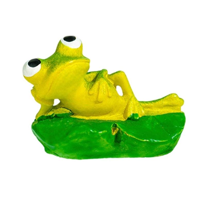 Frogs Figurine On Nelumbo Leaf Perfect For Miniature Garden Gift Living Room Table Figure