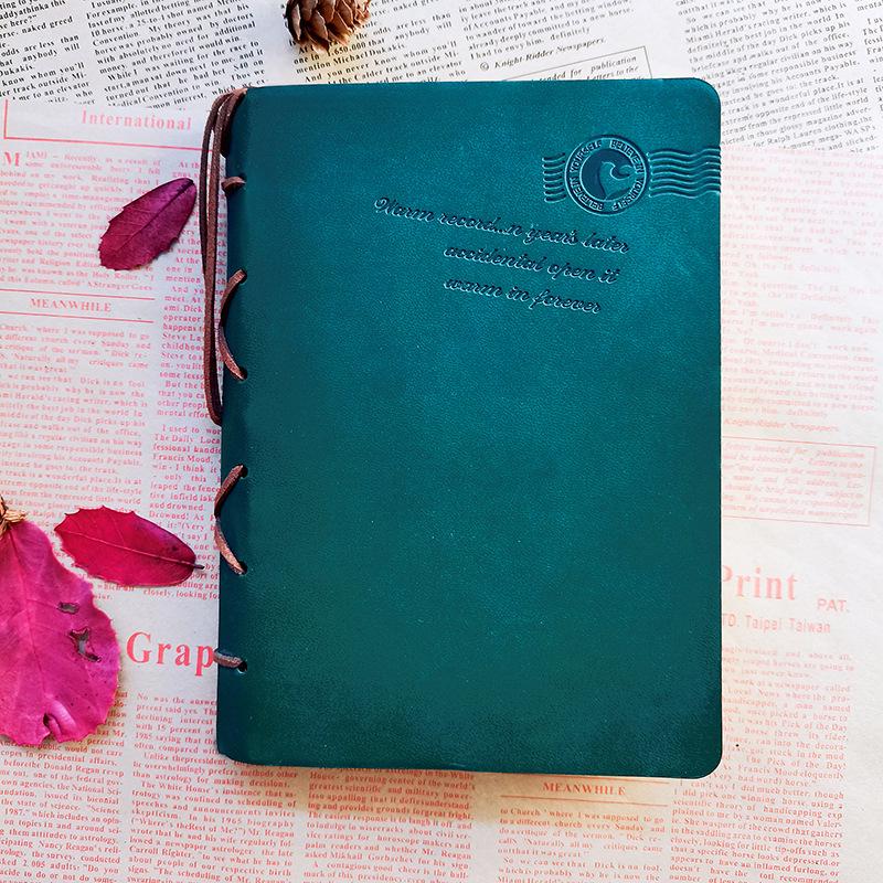 Retro Faux Leather Notebook with Key Binding and Embossed Logo