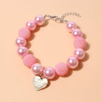 Dogs Collar Love-heart Pendant Pet Jewelry Resin Fashion Dogs Faux Pearls Necklace Loop Pet Supplies