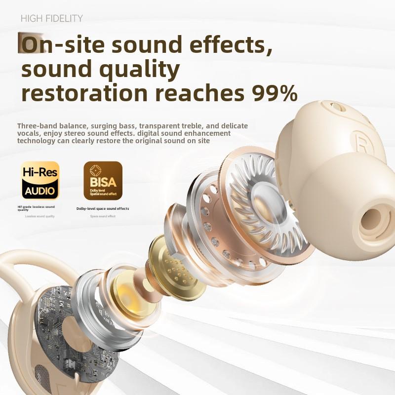 Slide-out TWS Bluetooth Headphones Wireless In-ear Noise-cancelling Heavy Bass Side Sleep Headphones