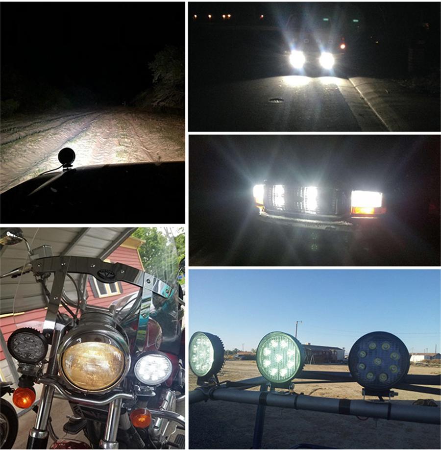 Пара 4,5-дюймовых 9-светодиодных 45 Вт 6500K алюминиевых круглых светодиодных рабочих фар, противотуманные фары, фары для вождения, внедорожный SUV, прожектор, световая панель для лодки