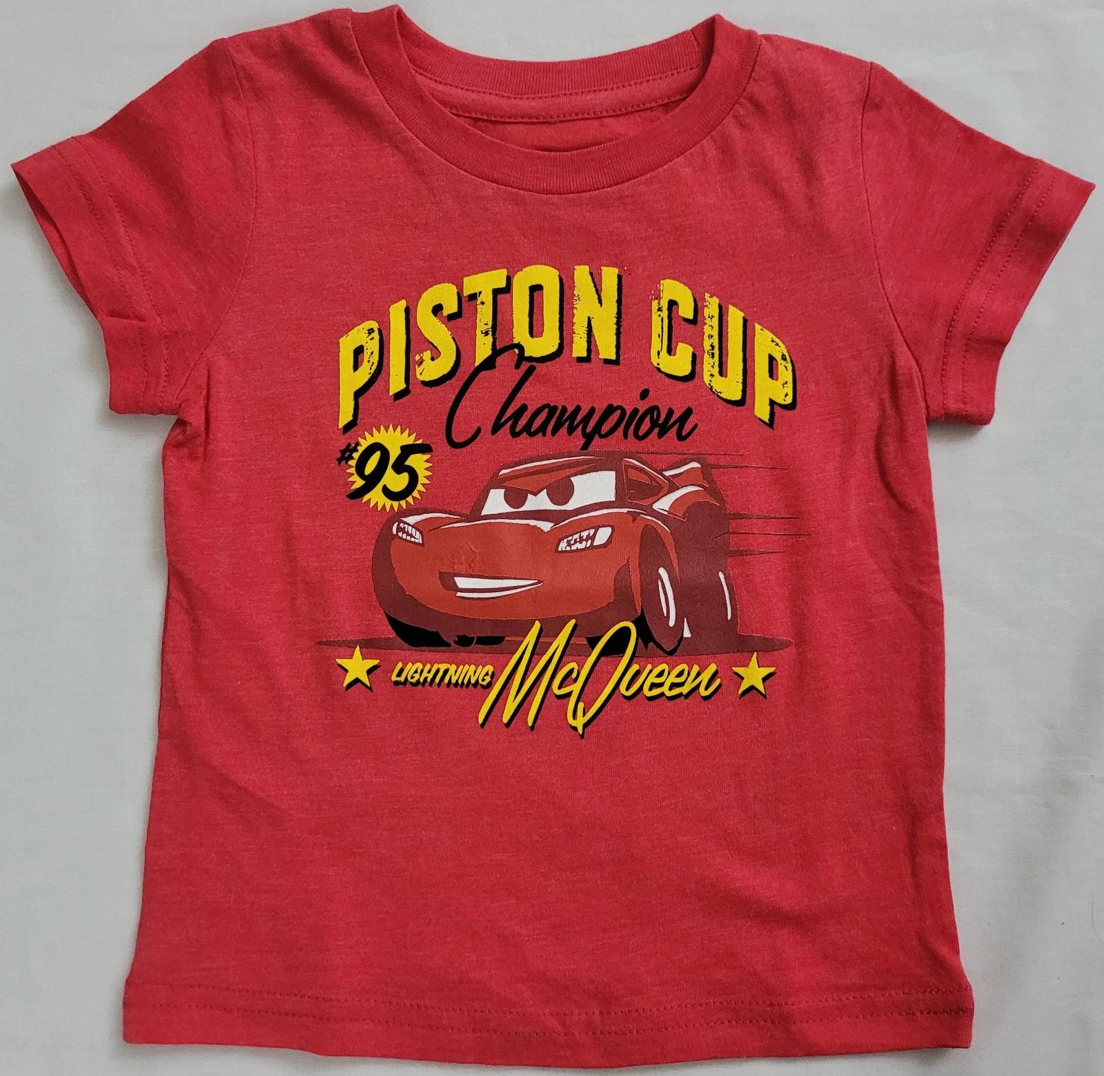 Disney Cars Lightning McQueen Piston Cup Champion #95 Boys T-Shirt Tee Shirt 120