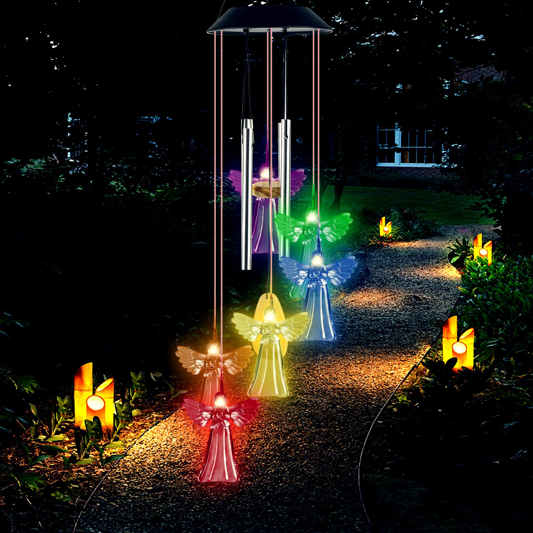 LED Solar Powered Garden Wind Chimes Light Waterproof Outdoor Festival Decor 60