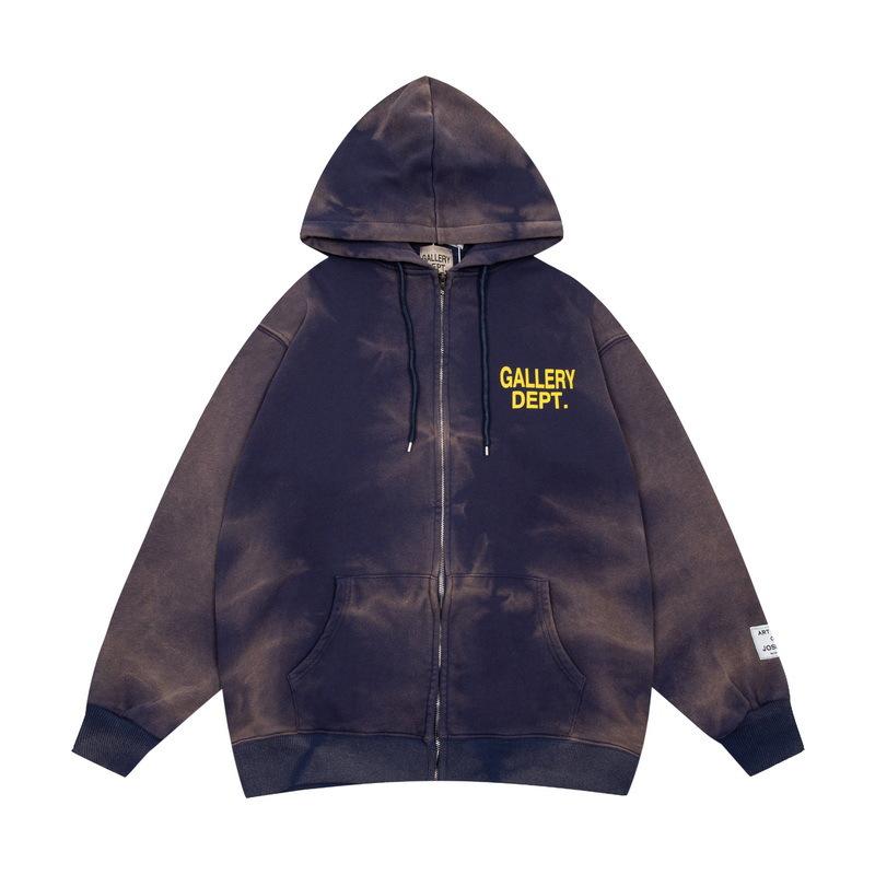 24S Trendy Brand GALLERY DEPT Washed Tie-dye Hooded Sweater Men's and Women's High Street Hoodie Jacket