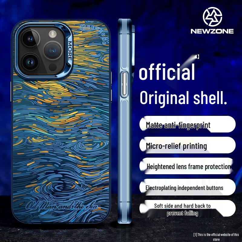 "Van Gogh Schneeb Berg Stoßfestes Mattes Silber Case für iPhone 16/15/14 Pro Max"