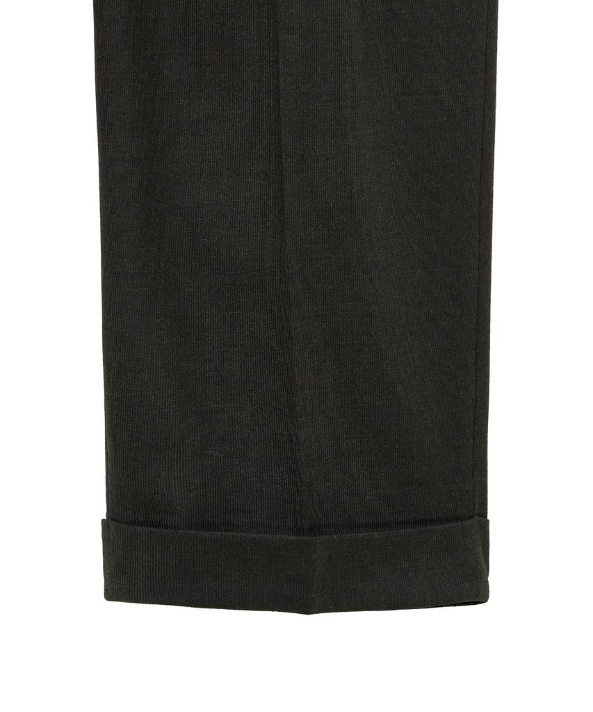 NOIRER Wool Belted Double-Pleated Slouchy Slacks (Brown)