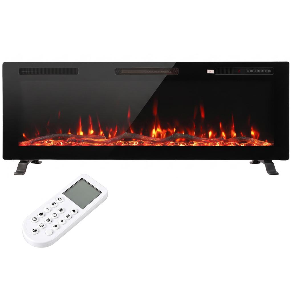 3 IN 1 Slim Electric Fire, Wall Mounted/Recessed/Freestanding, Electric Fireplace with 12 Flame Colours, 5 Brightness