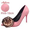 Fashion Aphixta Pink Purple Red Rose Flowers 3.94inch Stiletto Heels Pumps Women Flock Office Casual Shoes Heels Big Size 50