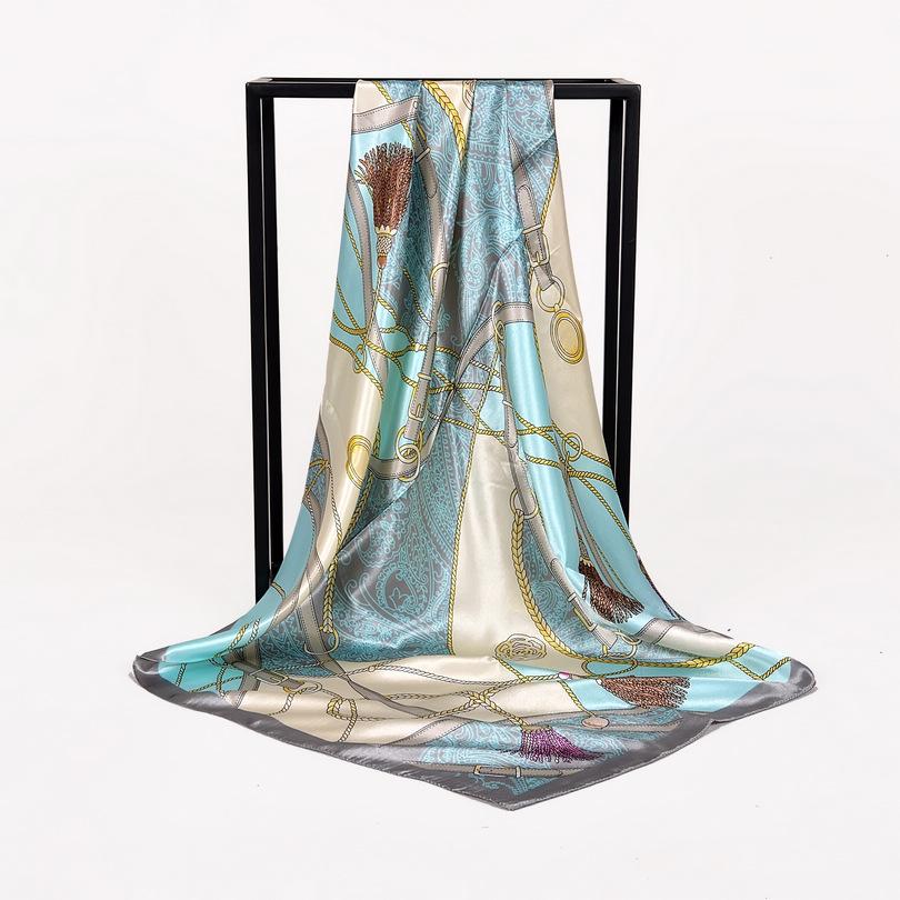 [BYSIFA] Coffee Women Silk Scarf Shawl Winter Elegant Brand Floral Large Square Scarves Wraps Fashion Muslim Head Scarf Blue,Red